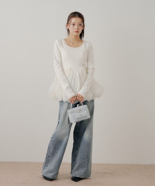 chico チューリップチュールバルーントップス Chico（チコ） tシャツ WEB限定「SALON by Chico」チューリップ