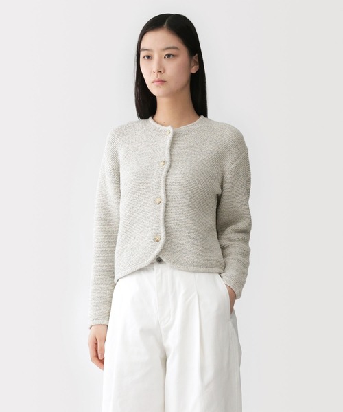 MUJI Labo カーディガン 「MUJI Labo」婦人 コットン混ブークレニット 