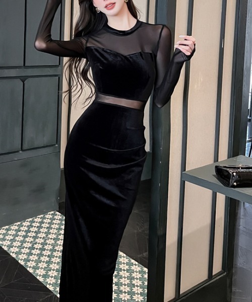 ドレス YUGA_YGMC　Velvet slit long dress