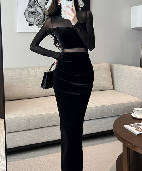 ドレス YUGA_YGMC　Velvet slit long dress