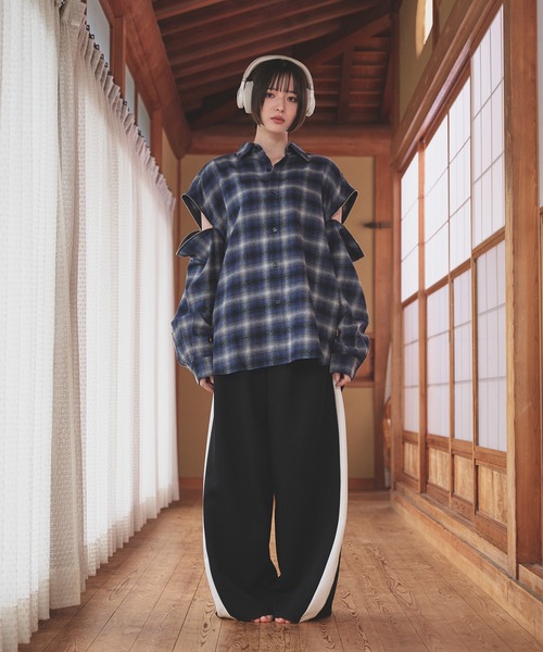 狐独 ワイドパンツ パンツ カーブライントラックパンツ メンズ