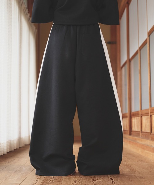 狐独 ワイドパンツ パンツ カーブライントラックパンツ メンズ