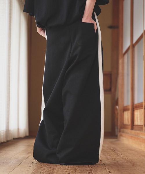 狐独 ワイドパンツ パンツ カーブライントラックパンツ メンズ
