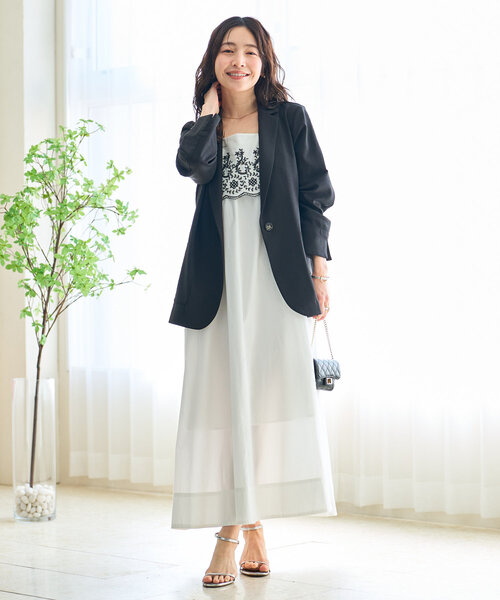 「La boutique BonBon」 キャミソールワンピース 36 ブラック レディースの画像