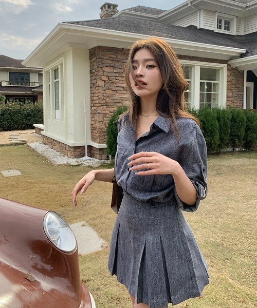 Aelina セットアップ 半袖シャツ＆スカートセットアップ レディース