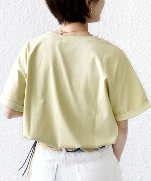 tシャツ 「WEB限定」「汗染み防止/手洗い可能」クロシェ ドッキング ショート スリーブ TEE レディースの画像
