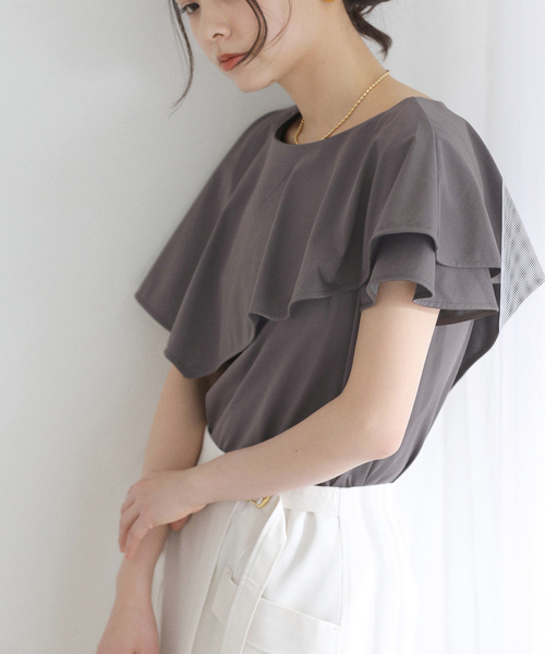 tシャツ 「洗える」ケープカットソー レディースの画像