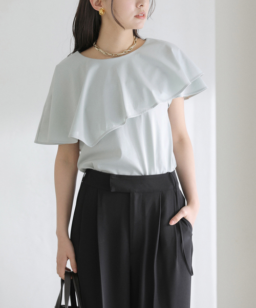 tシャツ 「洗える」ケープカットソー レディースの画像