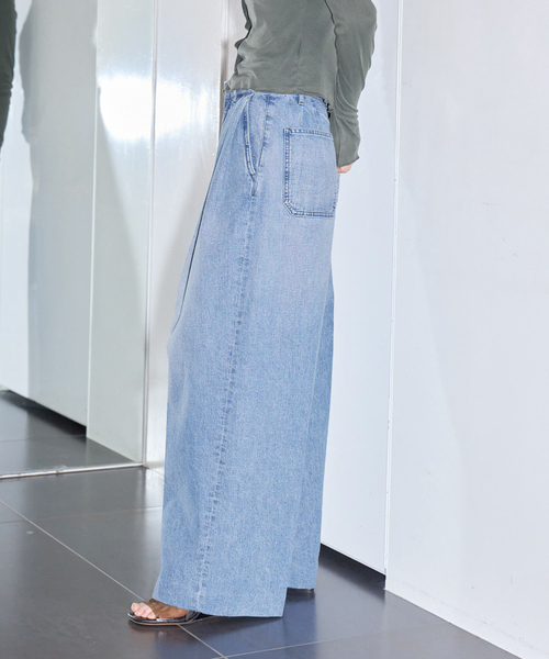 ワイドパンツ ジーンズ デニム デニムパンツ TANAKA HAKAMA JEAN TROUSERS ST-108-25-BBLO：デニムパンツの画像