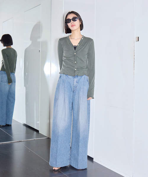 ワイドパンツ ジーンズ デニム デニムパンツ TANAKA HAKAMA JEAN TROUSERS ST-108-25-BBLO：デニムパンツの画像
