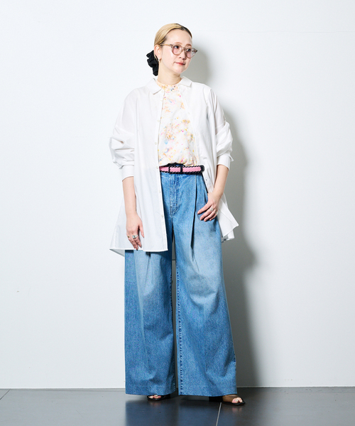 ワイドパンツ ジーンズ デニム デニムパンツ TANAKA HAKAMA JEAN TROUSERS ST-108-25-BBLO：デニムパンツの画像