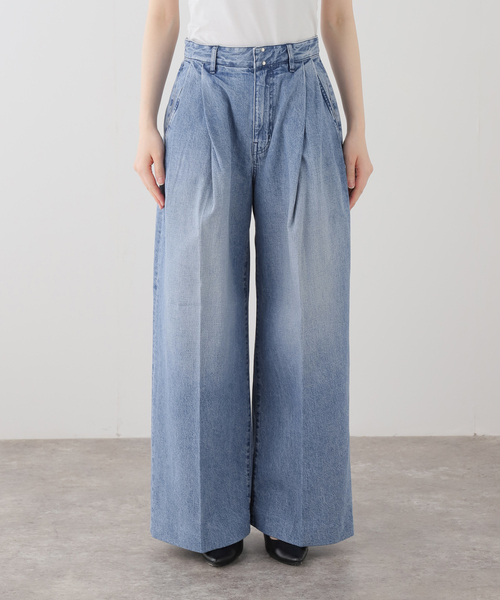 ワイドパンツ ジーンズ デニム デニムパンツ TANAKA HAKAMA JEAN TROUSERS ST-108-25-BBLO：デニムパンツの画像