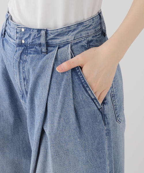ワイドパンツ ジーンズ デニム デニムパンツ TANAKA HAKAMA JEAN TROUSERS ST-108-25-BBLO：デニムパンツの画像