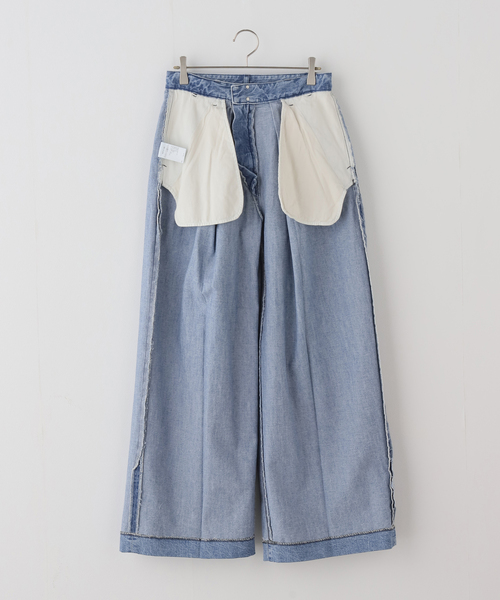 ワイドパンツ ジーンズ デニム デニムパンツ TANAKA HAKAMA JEAN TROUSERS ST-108-25-BBLO：デニムパンツの画像