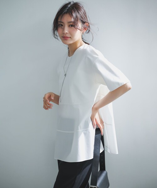 tシャツ 「VERY掲載」BEAUTY FORM-T コンビティアード Ｔシャツ レディースの画像