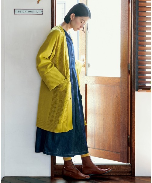 「Sunny clouds」 長袖ワンピース M インディゴブルー レディース_画像5