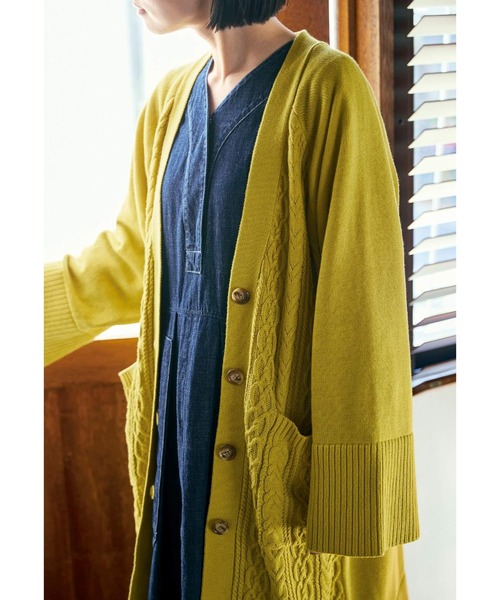 「Sunny clouds」 長袖ワンピース M インディゴブルー レディース_画像7