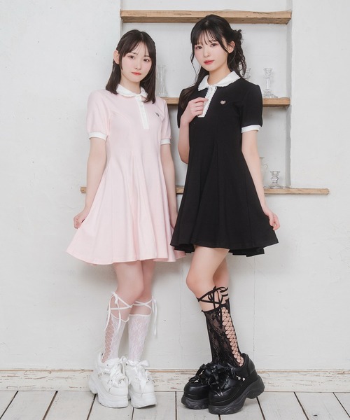 「Honey Cinnamon」 半袖ワンピース FREE ピンク レディース_画像8