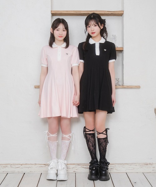 「Honey Cinnamon」 半袖ワンピース FREE ピンク レディース_画像9