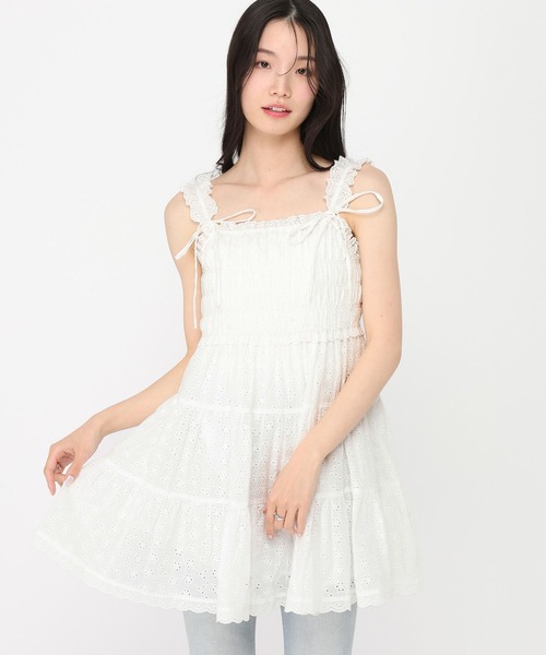 Heather（ヘザー） ワンピース レースエプロンミニワンピース 679988