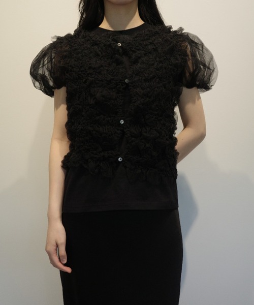 Tシャツ(半袖/袖なし) CLANE TULLE VEST LAYERED TOPS CLANE（クラネ） tシャツ CLANE TULLE VEST LAYERED TOPS レディース