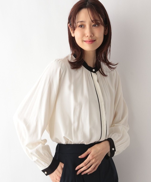 「GLOBAL WORK」 長袖ブラウス LARGE ダークブルー レディース_画像3