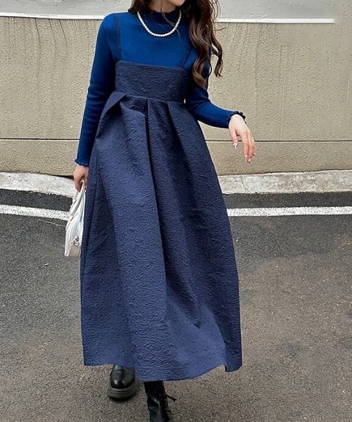 「ECLIN」 キャミソールワンピース M ネイビー レディース_画像2