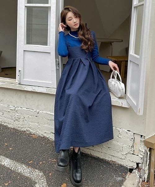 「ECLIN」 キャミソールワンピース M ネイビー レディース_画像6