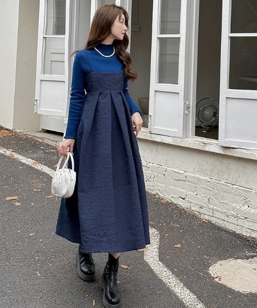 「ECLIN」 キャミソールワンピース M ネイビー レディース_画像8