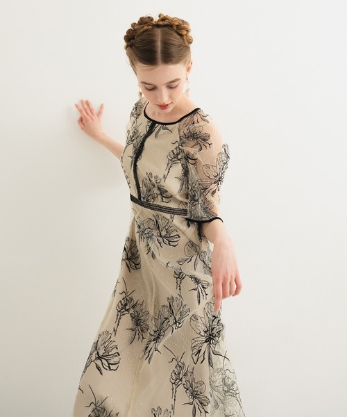 「Dorry Doll」 7分袖ワンピース MEDIUM ベージュ レディース_画像2