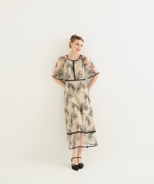 「Dorry Doll」 7分袖ワンピース MEDIUM ベージュ レディース_画像3
