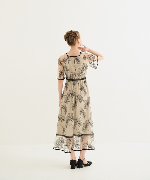 「Dorry Doll」 7分袖ワンピース MEDIUM ベージュ レディース_画像4