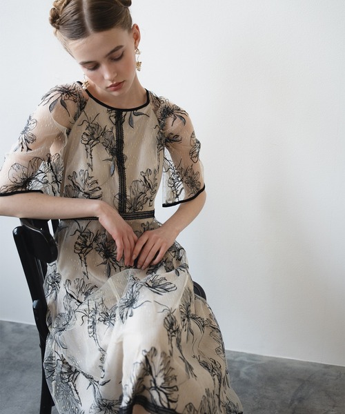「Dorry Doll」 7分袖ワンピース MEDIUM ベージュ レディース_画像5
