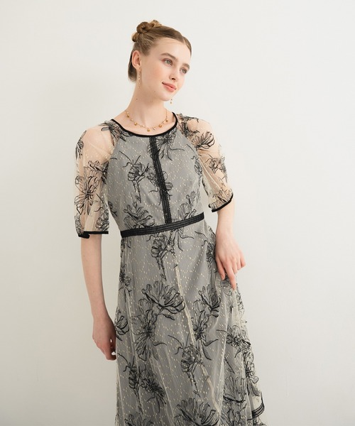「Dorry Doll」 7分袖ワンピース MEDIUM ベージュ レディース_画像6