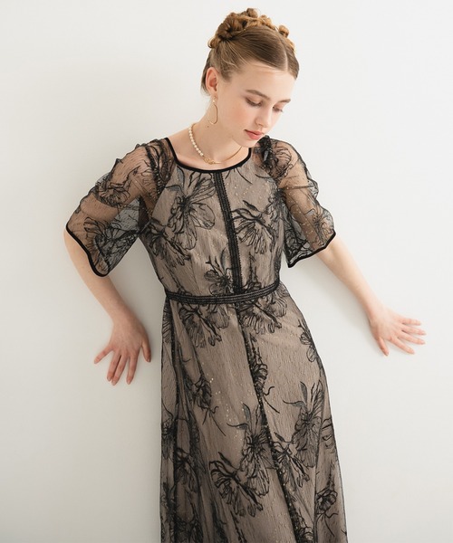 「Dorry Doll」 7分袖ワンピース MEDIUM ベージュ レディース_画像7