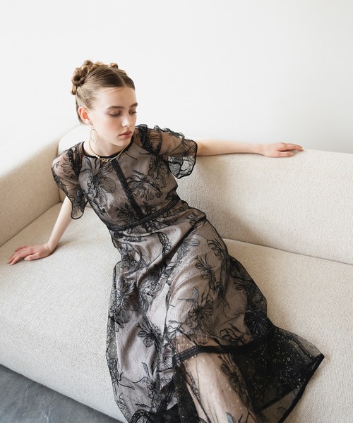 「Dorry Doll」 7分袖ワンピース MEDIUM ベージュ レディース_画像8