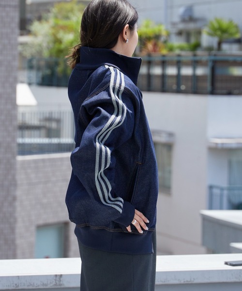  アディダス トレフォイル ジップパーカー ジャージ 短丈　ネイビー adidas（アディダス） ジャージ FIREBIRD ORI ADICOLOR RAW DEMNIM