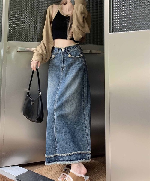 「NANEA」 デニムスカート LARGE インディゴブルー レディース_画像3