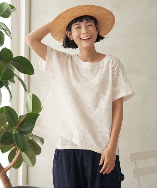 「LBC」 半袖ブラウス M ホワイト レディース_画像7