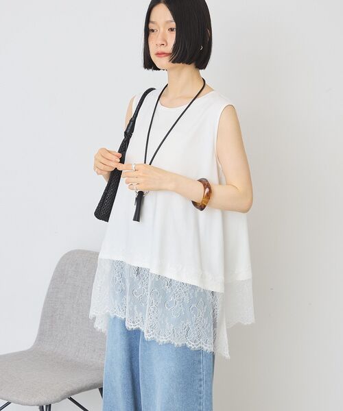 トップス 3u AMERICAN HOLIC（アメリカンホリック） tシャツ 「接触冷感」裾レース