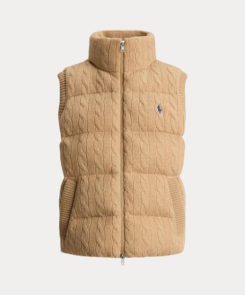 限定価格 ラルフローレン ダウンベスト カシミヤ混 ニットリブ ショールカラー POLO RALPH LAUREN（ポロ・ラルフローレン） ラルフローレン コート