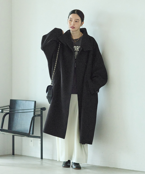 【美品】ジャーナルスタンダード レサージュ マンテコ社 ウール混 ロングコート journal standard L'essage（ジャーナルスタンダード レサージュ