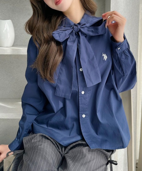 「U.S. POLO ASSN.」 長袖ブラウス FREE ブラック レディース_画像9
