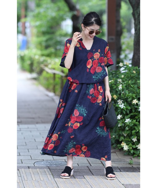 CHICWISH★花柄カシュクールワンピース 2色☆ リトルフラワーカシュクールワンピース-short & regular | 小柄