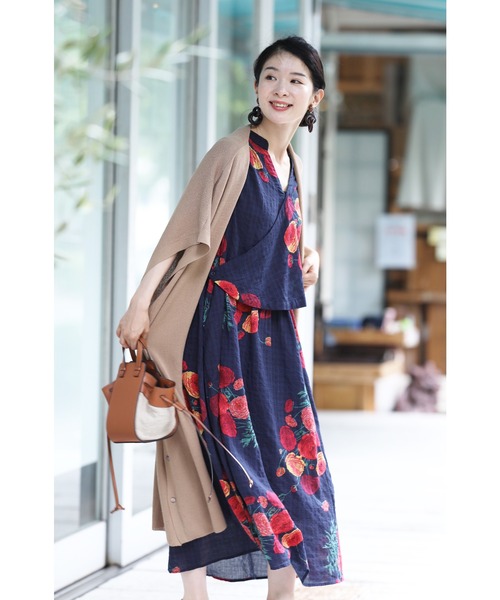 CHICWISH★花柄カシュクールラッフルワンピース☆ cawaii ワンピース 花のカシュクール風ワンピース : ZOZOTOWN