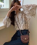 ブラウス シャツ 花柄ボリュームスリーブブラウ...の詳細画像4