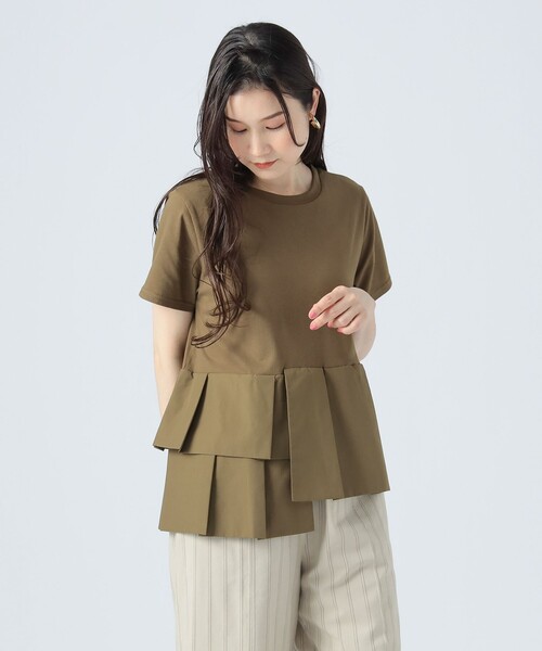 tシャツ アシンメトリープルオーバー レディース BEAMS HEART tシャツ アシンメトリー 異素材プルオーバー