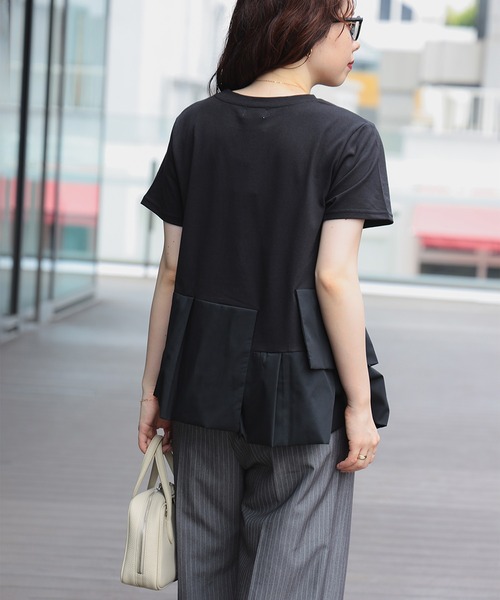 tシャツ 異素材使いプルオーバー レディース BEAMS HEART tシャツ アシンメトリー 異素材プルオーバー