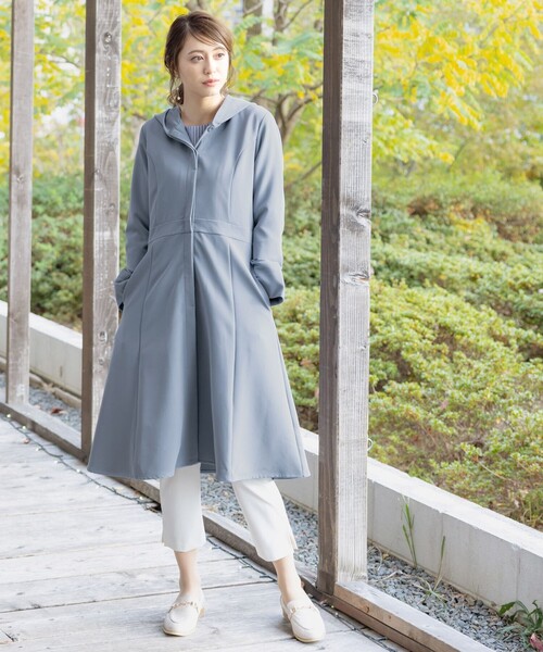 Tiaclasse コート アウター 「新色追加・洗える」フーデッドフレア