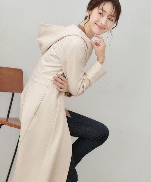 【タグ付き新品未使用】 ティアクラッセ スプリングコート ベージュ XXL Tiaclasse コート アウター 「新色追加・洗える」フーデッドフレア